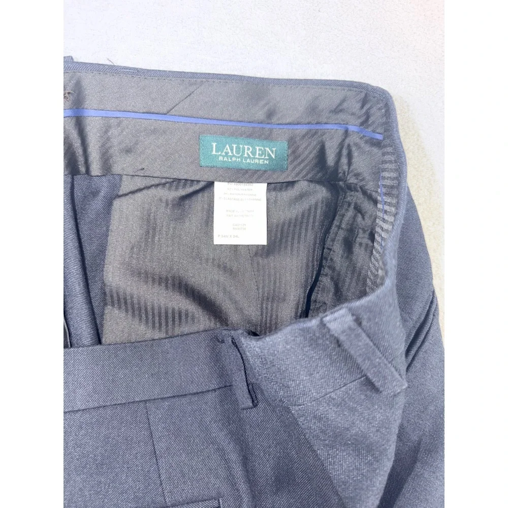 Lauren Ralph‎ Lauren Mens 34X34 Navy Blue Stretch Dress Pants Flat Front Solid
